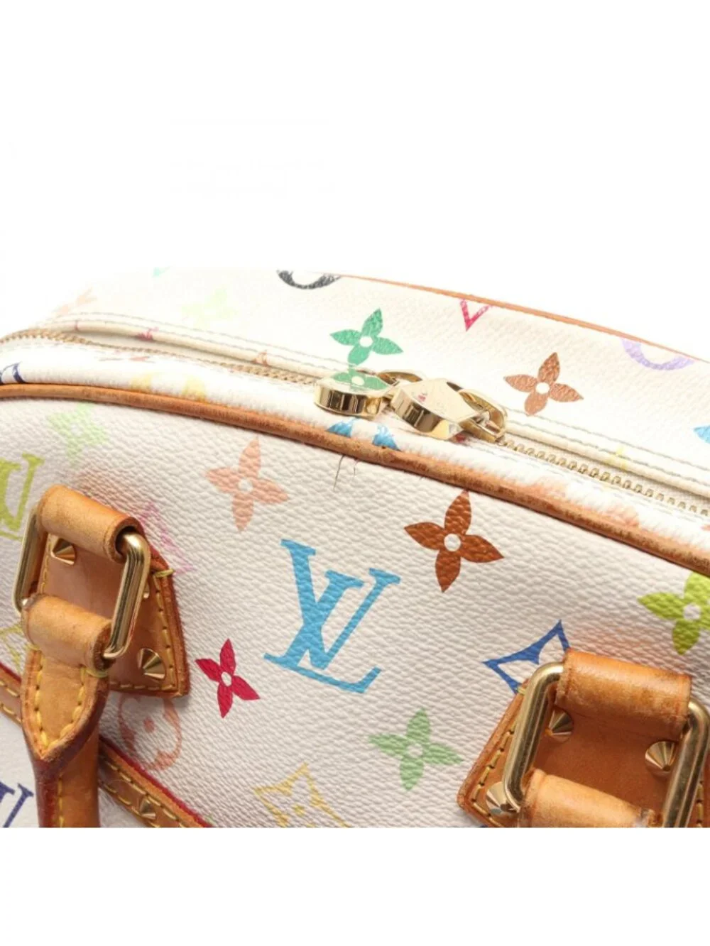 Louis Vuitton Handbag Trouville Blanc Canvas Leather